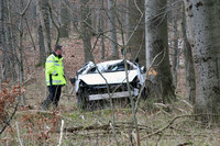 A1, Unfall, Überschlag, Baum, schwer beschädigt, Verletzt