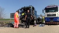 A20, Unfall, LKW, Wismar, Triwalk, Triwalker Brücke, Sicherungsfahrzeug, Auffahrunfallm Verletzter, Rettungshubschrauber